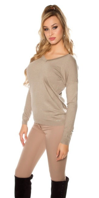 Trendy pullover with angel wings Taupe